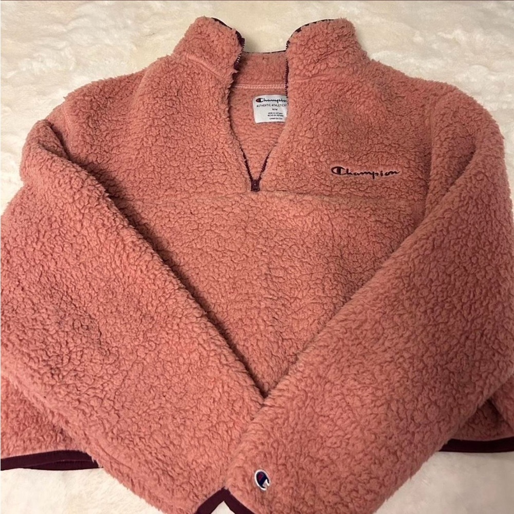 Champion Plush Quarter-Zip Sherpa Pullover - Dusty Pink